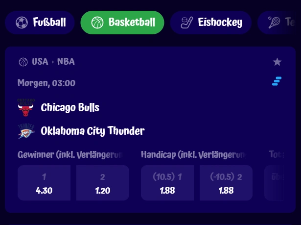 Basketballwetten bei SpinGranny