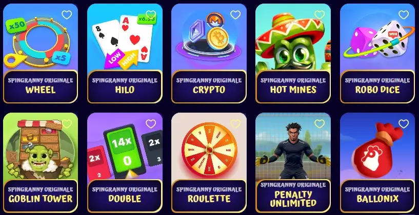 Liste der originalen SpinGranny-Spiele