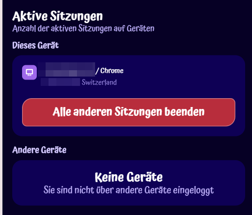 aktive Sitzungen auf der SpinGranny-Website