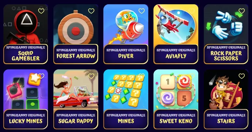 Schnelle Online-Casinospiele bei SpinGranny