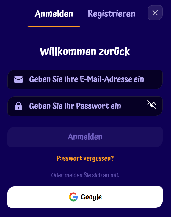SpinGranny-Website-Anmeldefenster